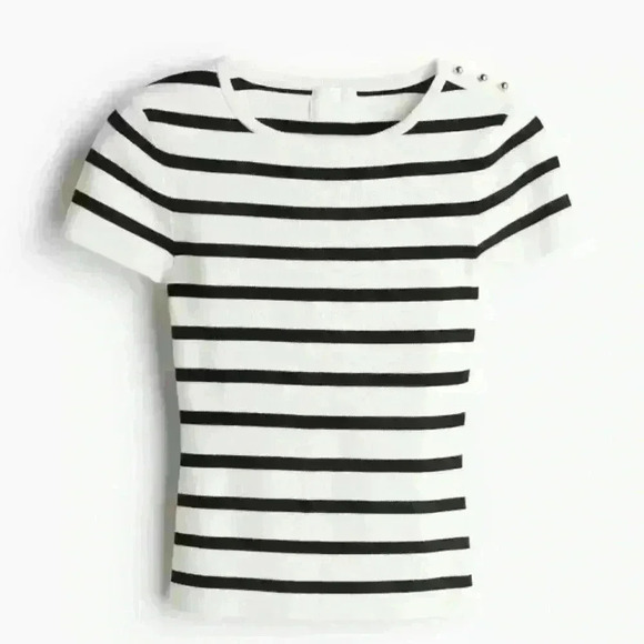 H&M Tops - H&M Striped Button Detail Sweater